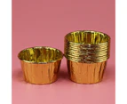 50Pcs Muffin Cups High Temperature Resistance Wrapping Edge Paper Souffle Pudding Ramekin Holders for Bakery-Golden