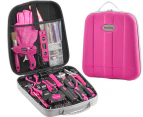 Monika 159PCS Pink Tool Kit Portable Household Tool Set Dual Temp Glue Gun Stick