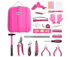 Monika 159PCS Pink Tool Kit Portable Household Tool Set Dual Temp Glue Gun Stick