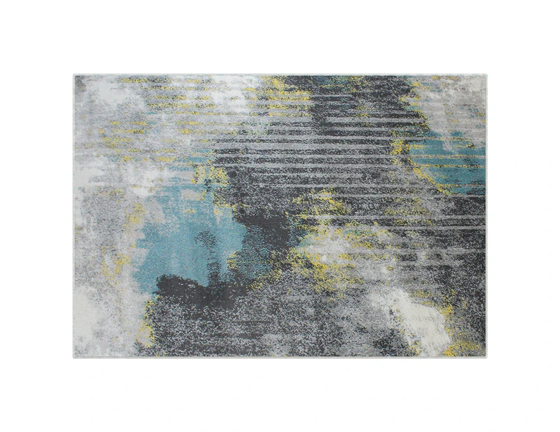 Black Blue Creamy Color Floor Area Abstract Rug Modern Large Carpet #5514