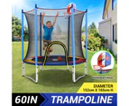 Genki Kids Trampoline Bounce Rebounder Jumping Rebounding Indoor Outdoor Safety Enclosure Basketball Hoop 60 Inch