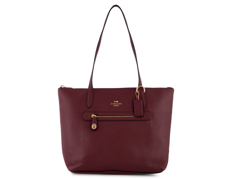 Coach Taylor Leather Tote Bag - Wine