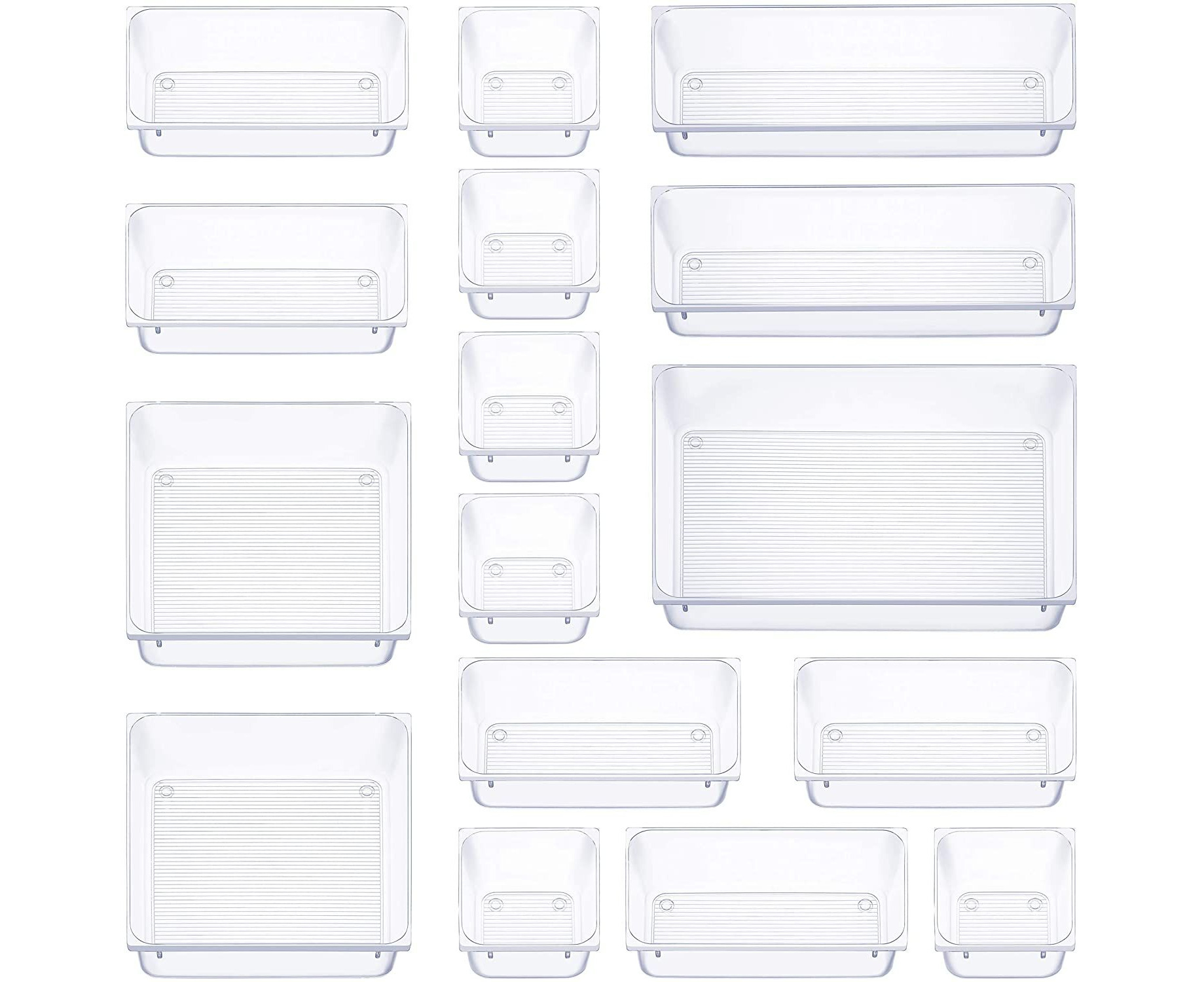 14 PCS Clear Plastic Drawer Organizer Tray for Makeup, Kitchen Utensils,  Jewelry, and More