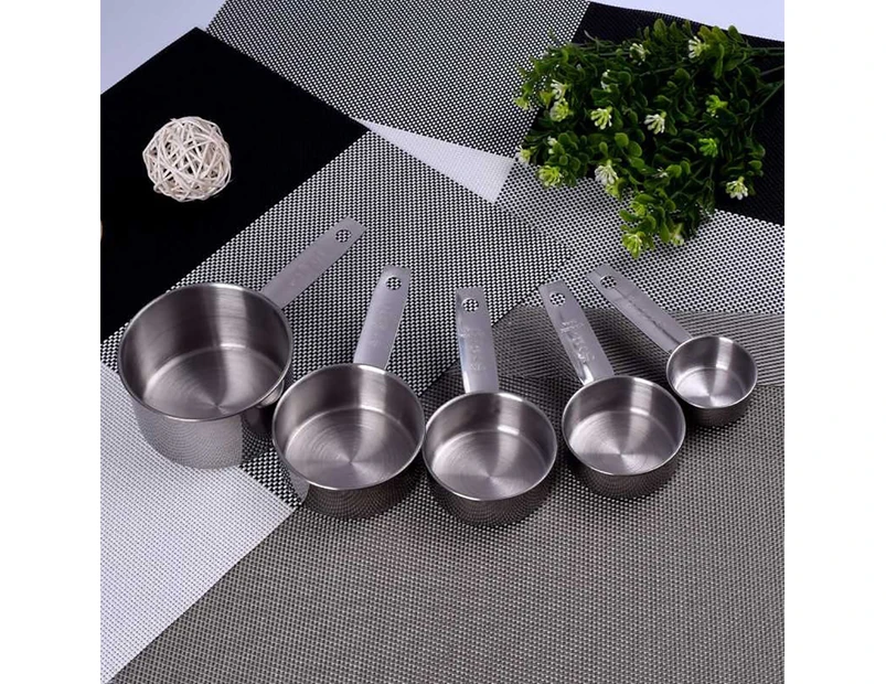 5 Pcs Durable Stainless Steel Measuring Spoons Cups Set Kitchen Baking Tools