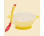 Baby Children Training Feeding Dinner Bowl Spoon Tableware Set with Suction Cup-Yellow