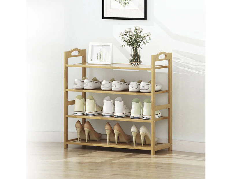 4 Tiers Layers Bamboo Shoe Rack Storage Organizer Wooden Shelf Stand Shelves