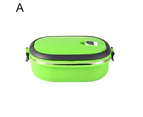 1/2/3 Layer Rectangle Stainless Steel Thermal Lunch Box Food Storage Container-Green Single Layer