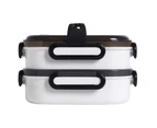 600/1200ml Lunch Boxes Separated Insulated Stainless Steel Household Kitchen Fridge Food Container for Home-White - White