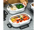 600/1200ml Lunch Boxes Separated Insulated Stainless Steel Household Kitchen Fridge Food Container for Home-White - White