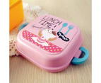 720ML Lunch Box Double Layers Cartoon Plastic Wear Resistant Bento Container for Picnic-Pink