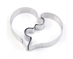 2Pcs Heart Puzzle Cookie Mould Stainless Steel Fondant Cake Cutter Baking Tool