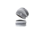 Fleece-Lined Gradient Hat with Snood Gray