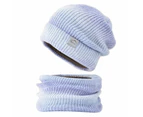 Fleece-Lined Gradient Hat with Snood Purple
