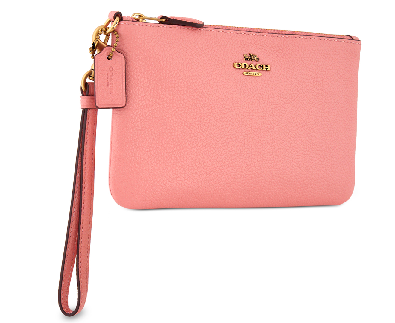 Coach Polished Pebble Small Wristlet - Candy Pink 