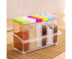 6Pcs/Set Seasoning Box with Tray Condiment Storage Plastic Moisture-Proof Salt Jar for Kitchen