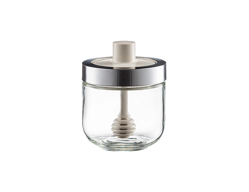 One-piece Design Seasoning Jar Dust-proof Glass Salt Sugar Oil Brush Bottle Kitchen Gadget-Gray Honey Bottle