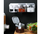 Seasoning Container with Lid Wall Mounted Punch Free Transparent Cup Spice Rack Organizer Kitchen Accessories-Grey - Grey