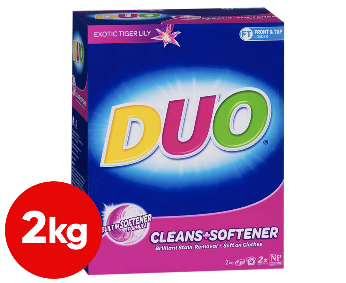 Duo Laundry Powder Detergent Cleans & Softens Wild Lily & Jasmine 2KG