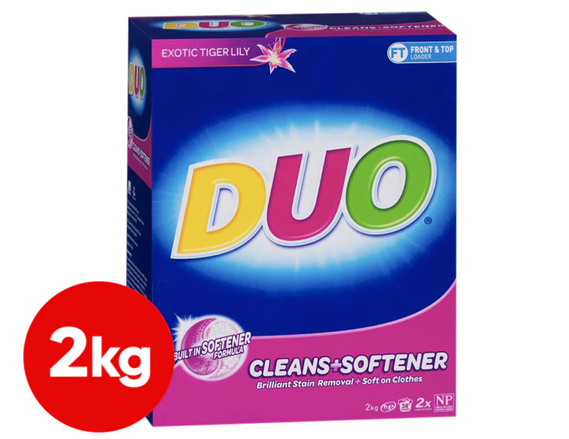 Duo Laundry Powder Detergent Cleans & Softens Wild Lily & Jasmine 2KG