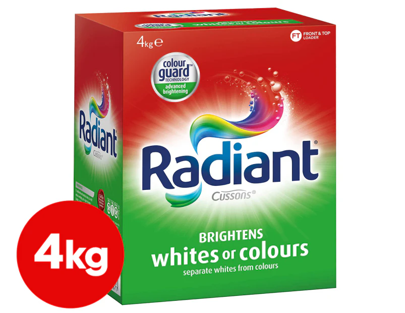 Radiant Brightens Whites or Colours Front & Top Loader Laundry Powder 4kg
