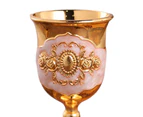 Drinking Glass Stylish Fine Workmanship Zinc Alloy Creative Retro Colourful Goblet Wine Cup for Bar-Golden White