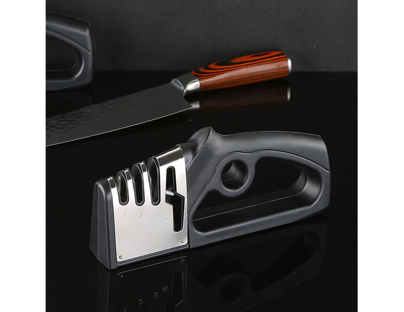 Convenient Cutter Sharpener Labor-saving Stainless Steel 4 in 1 Anti-slip Bottom Sharpening Whetstone for Daily Use