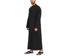 Men Muslim Clothing Long Sleeve Kaftan Islamic Jubba Thawb Thobe Robes Homewear - Black