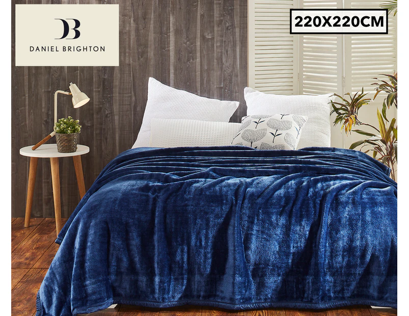 Daniel Brighton 220x220cm Mink Plush Blanket - Navy Blue