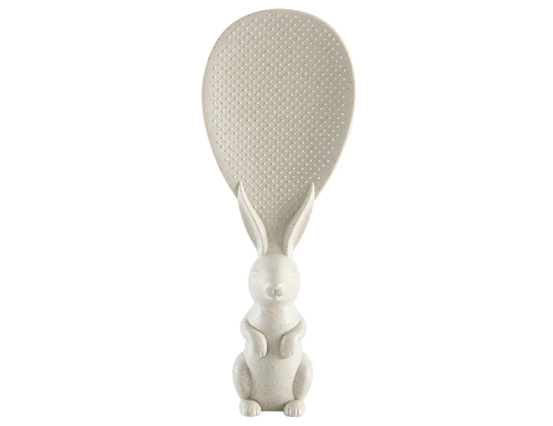 Rabbit Shape Handle Rice Scoop Stand Up PP Non-scratch Cookware Rice Paddle Kitchen Tools-Cream-colored