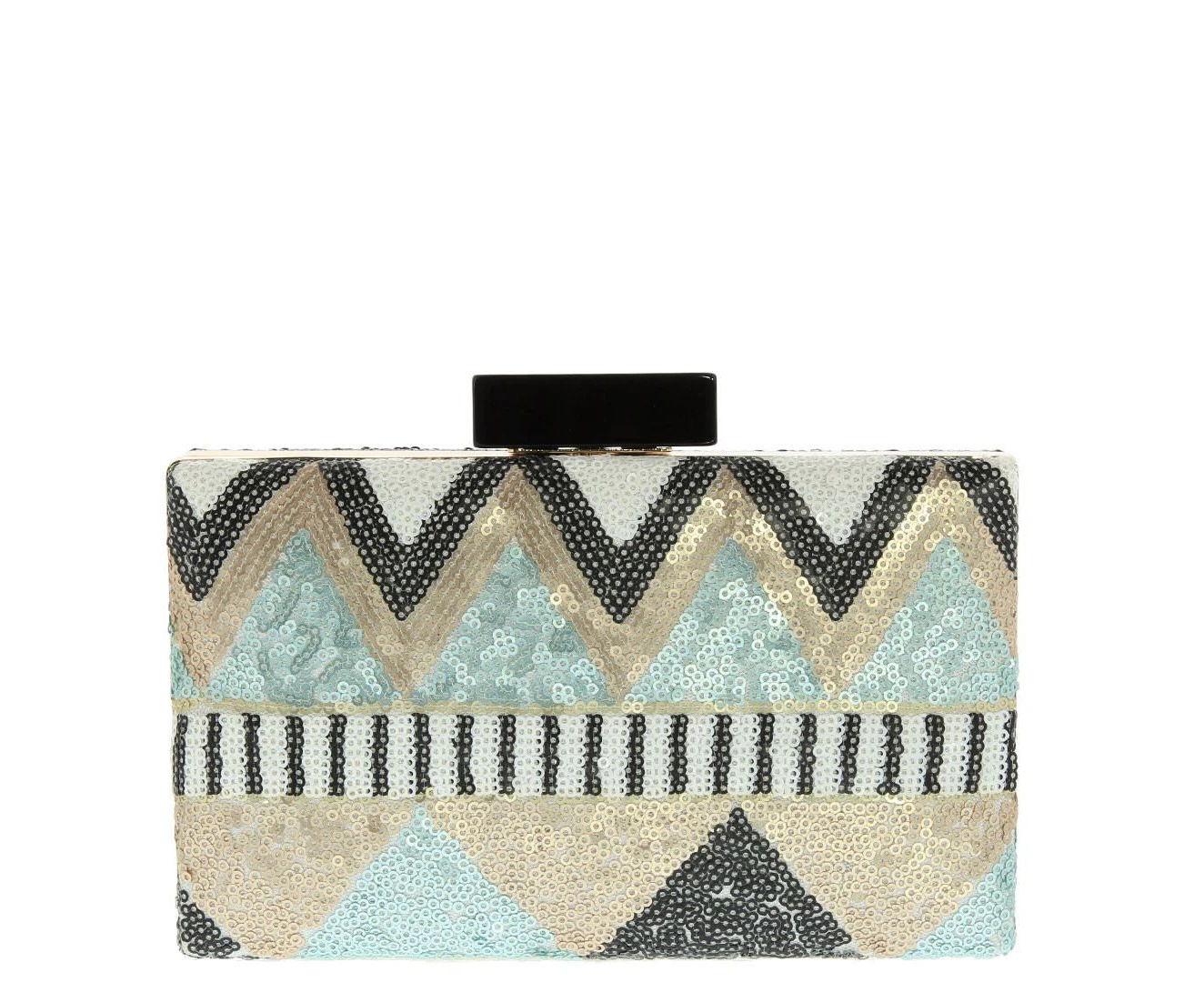 GABEE Leila Sequin Box Clutch - Blue