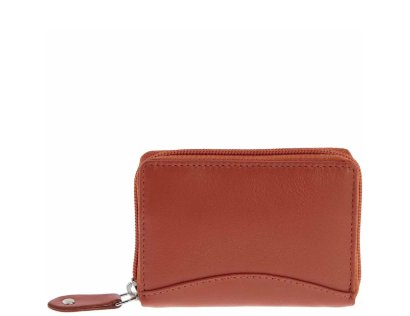 Cobb & Co Stretch RFID Safe -  Leather Expandable Card Wallet - Orange