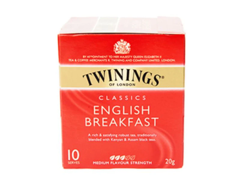 10 Twinings Tea Bags Enveloped English Breakfast