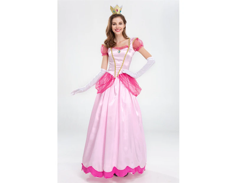 Princess Peach Super Mario Bros Games Fancy Dress Up Party Costume