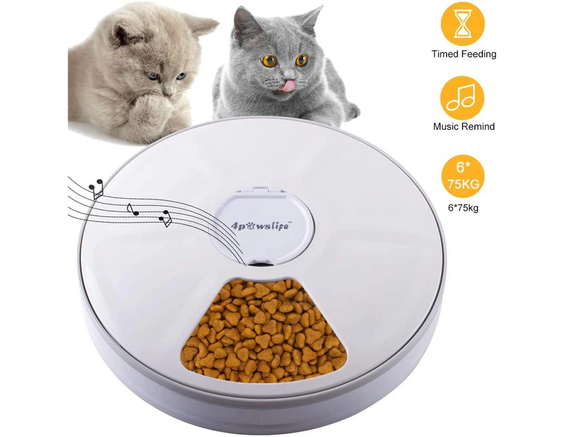 Automatic Pet Feeder, Auto Food Dispenser with 6 Meals, Digital Timer, LCD Display,Music Calling For Dogs, Cats, Rabbit and Small Animals
