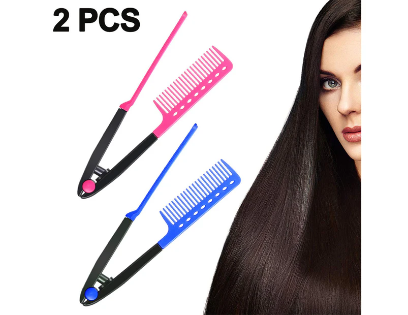 2 Pieces Smoothing Comb Salon Hair Brush Comb Salon Styling Hair Straightening V Shape Smoothing Comb for Astige Hair