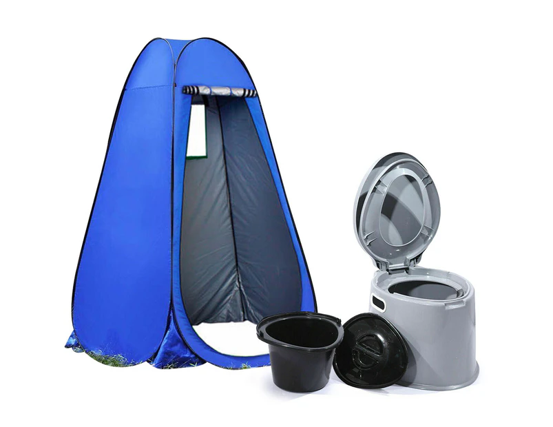 Outdoor Portable Shower Tent Privacy Change Room + 6L Camping Potty Toilet