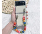 Xceedez  Samsung Galaxy Z Flip 3 Cute Case, Girls Women Luxury Colorful Bead Keychain Bracelet Wristband Strap Shockproo