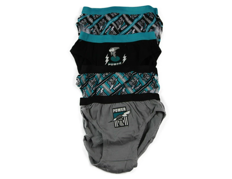 New Boys Kids Official Afl Underwear 4 Pack Briefs Boy Sizes 2-8 Cotton - Multicoloured Port Adelaide Power