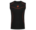 Skills Mens Compression Armour Base Layer Tops Running Sleeveless Sports Skin Shirt - Grey/Black