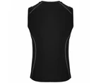 Skills Mens Compression Armour Base Layer Tops Running Sleeveless Sports Skin Shirt - Grey/Black