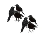 6 x Halloween Decoration Crow Artificial Raven Crow With Feathers Black Bird