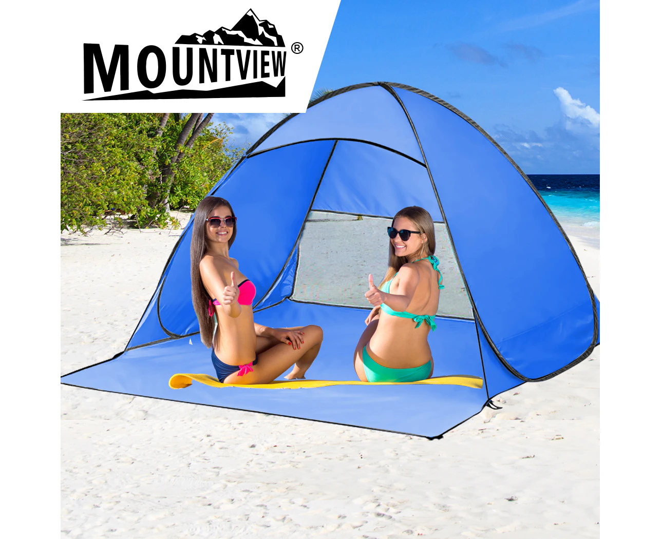 Mountview Pop Up Beach Tent Caming Portable Shelter Shade 2 Person Tents Blue