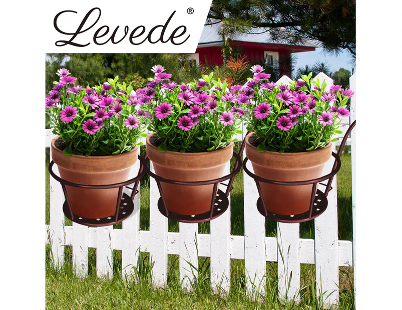 Levede 3x Plant Stand flower Holder Hanging Pot Basket Plant Garden Wall Storage - Bronze