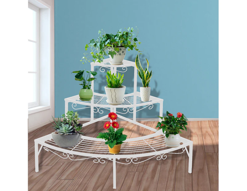 Levede Plant Stand Outdoor Indoor Garden Metal 3 Tier Pot Planter Corner Shelves