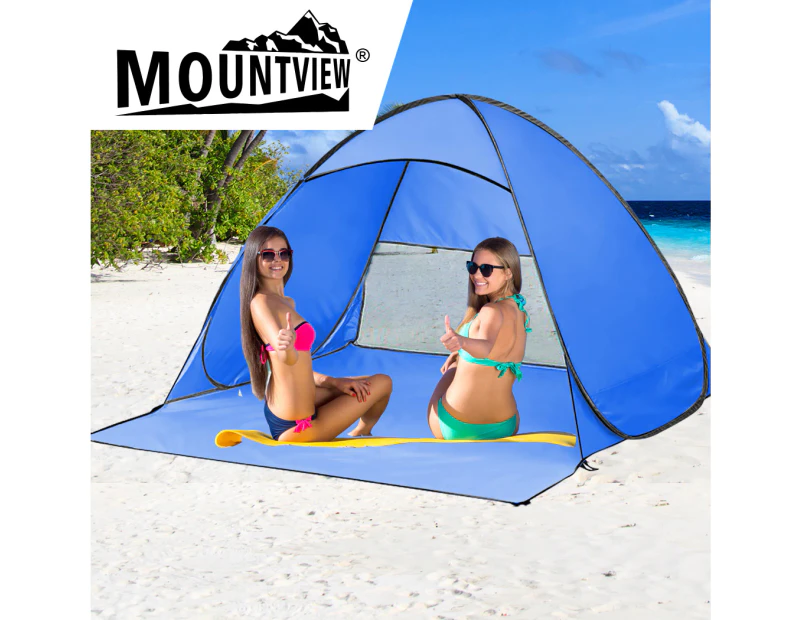 Pop Up Portable Beach Canopy Sun Shade Shelter Outdoor Camping Fishing Tent Mesh - Blue