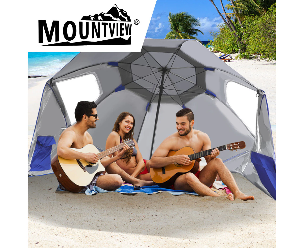 Mountview Beach Umbrella Outdoor Umbrellas Garden Sun Shade Shelter 2.13M Blue