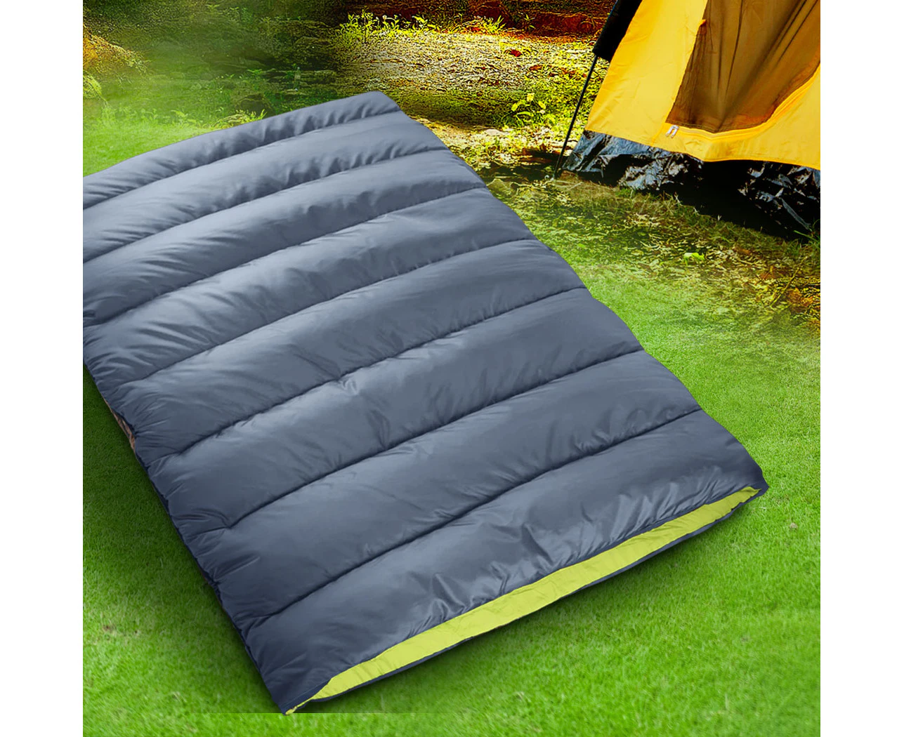 Mountview Double Sleeping Bag Bags Outdoor Camping Hiking Thermal -10℃ Tent Grey