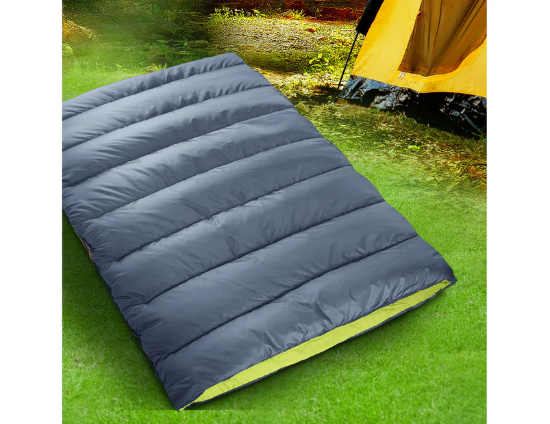 Mountview Double Sleeping Bag Bags Outdoor Camping Hiking Thermal -10℃ Tent Grey