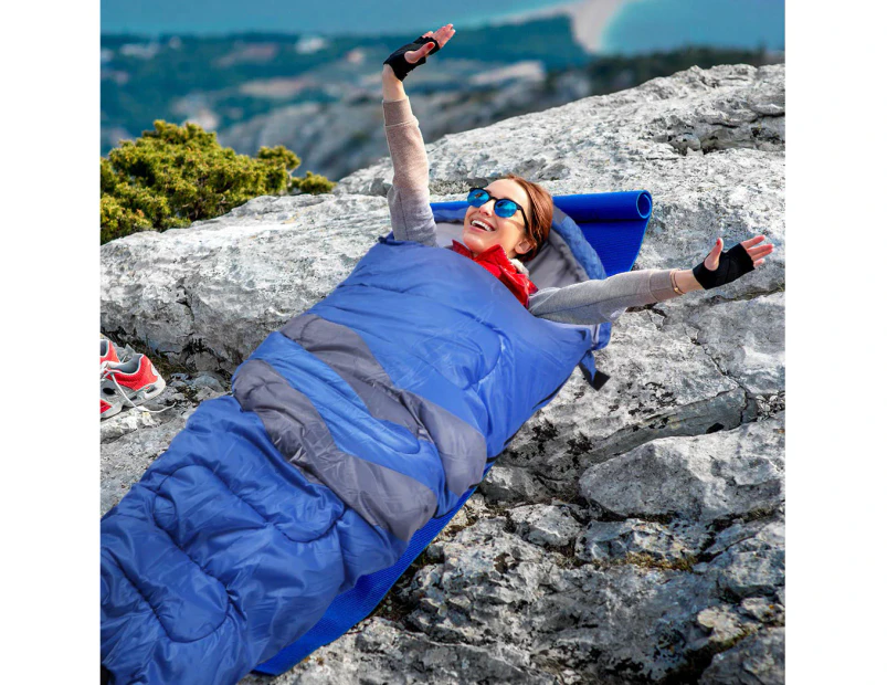 Mountview Sleeping Bag Single Bags Outdoor Camping Hiking Thermal -10℃ Tent Blue