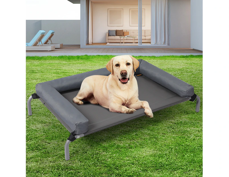 Pawz Elevated Pet Bed Dog Puppy Cat Trampoline Hammock Raised Heavy Duty Grey M